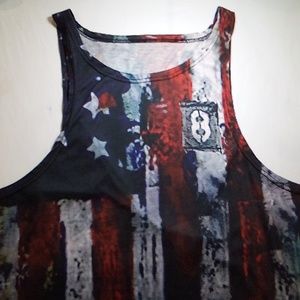 No Name, Size Medium, Red/White/Blue Patriotic Print, Tank Top
